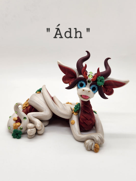 "Ádh" white and red dragon sculpture