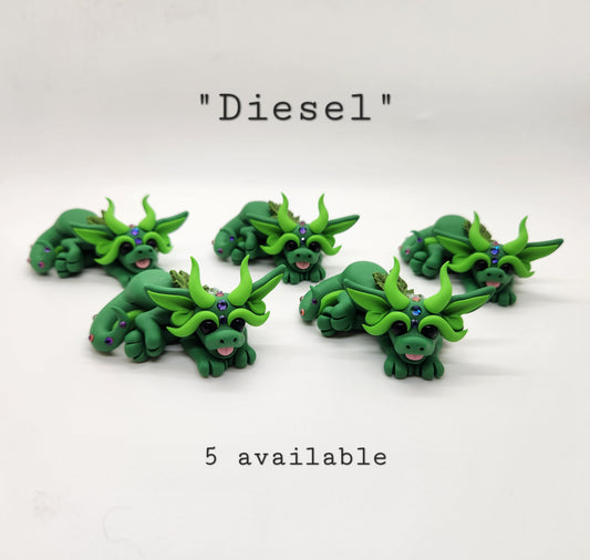 "Diesel" green 420 dragon sculpture