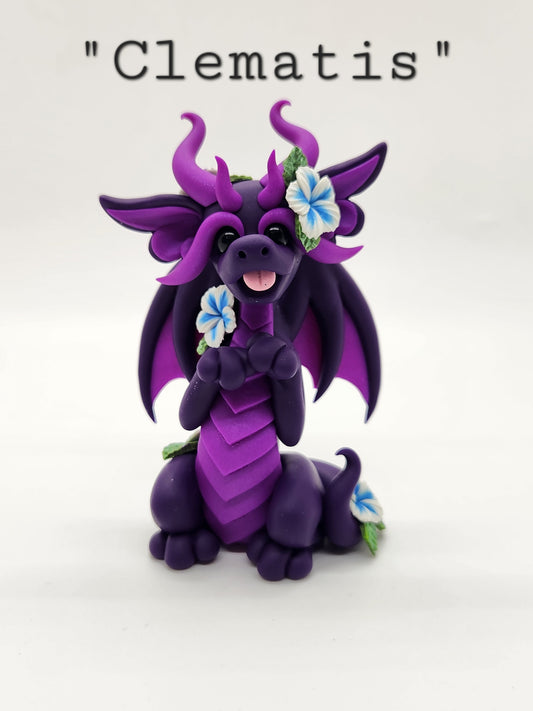 "Clematis" purple flower dragon sculpture