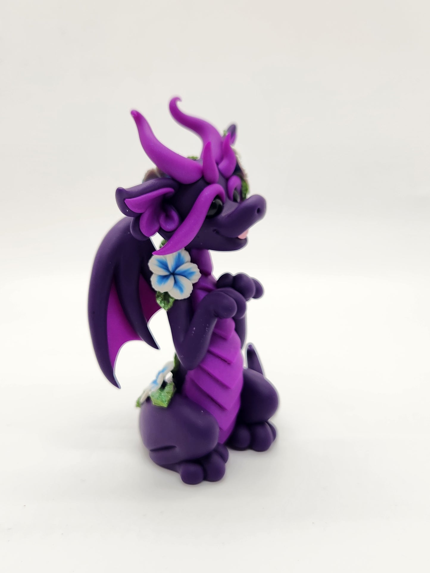 "Clematis" purple flower dragon sculpture