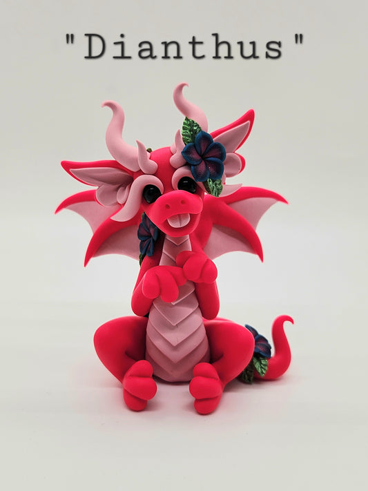 "Dianthus" pink flower dragon sculpture