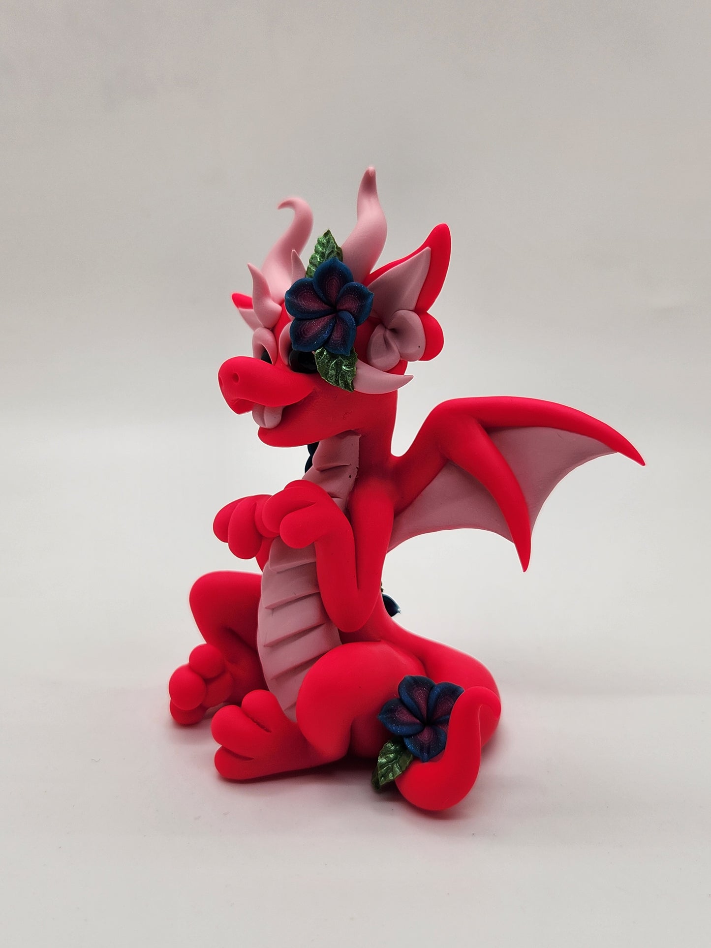 "Dianthus" pink flower dragon sculpture