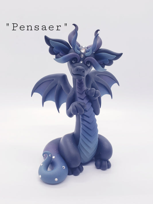 "Pensaer" Black Dragon Sculpture