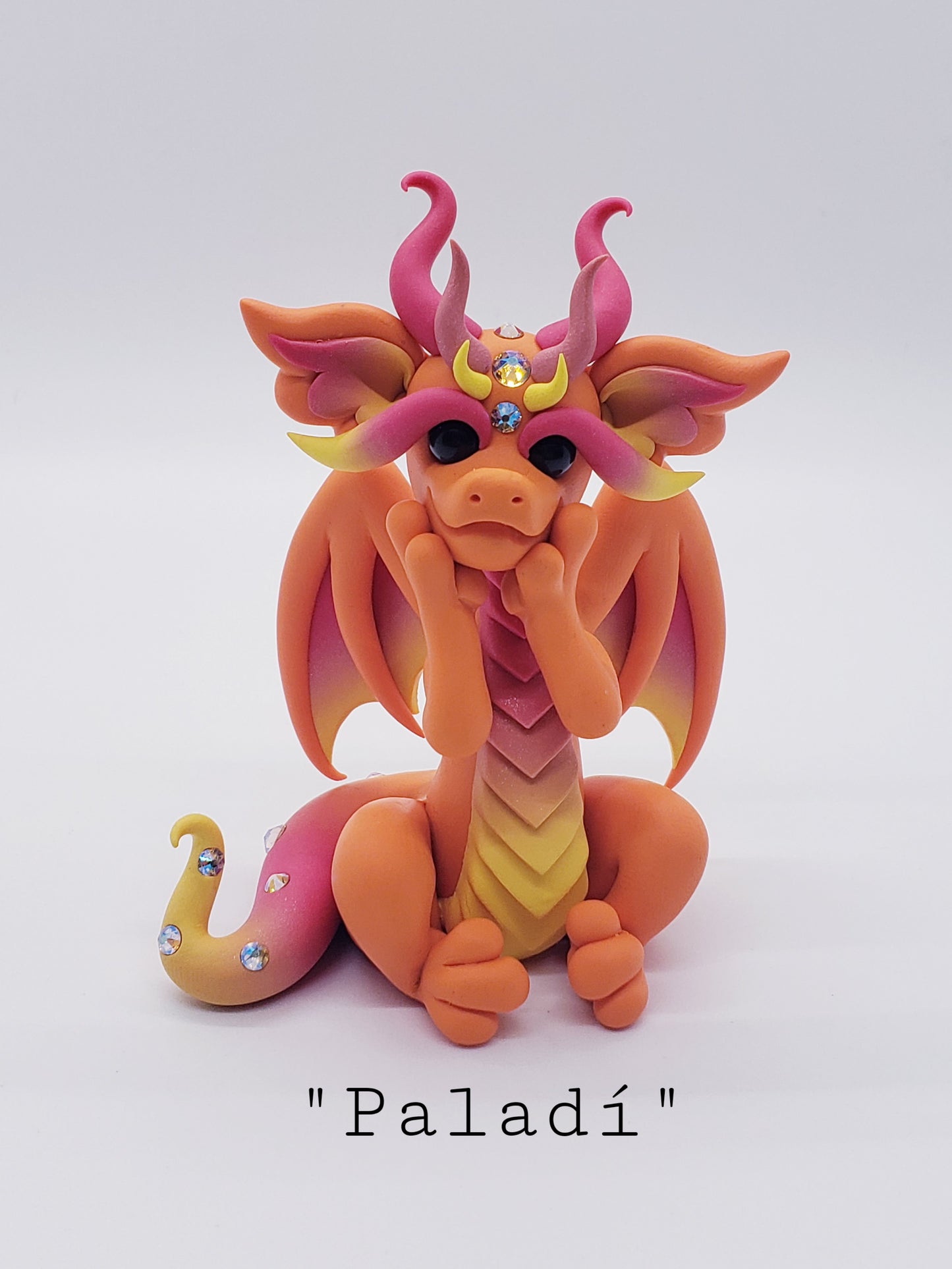 "Paladí" Orange Dragon Sculpture