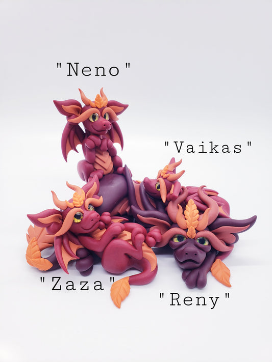 Red autumn dragon family sculpture