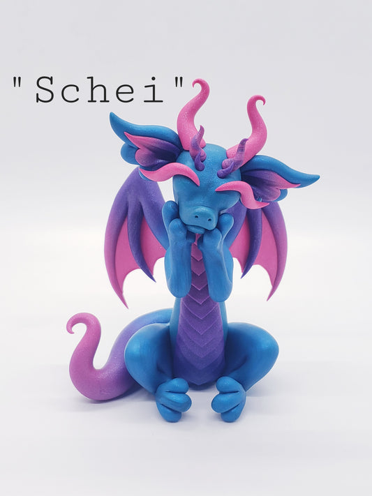 "Schei" blue and pink dragon sculpture