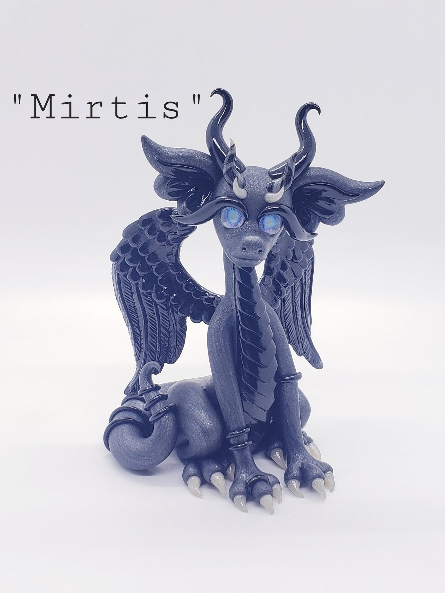 "Mirtis" black feathered dragon sculpture