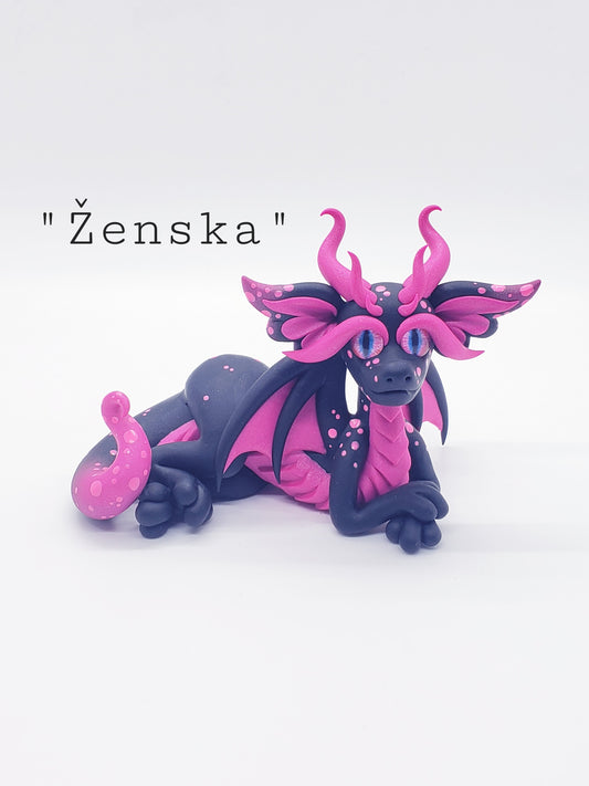 "Ženska" black dragon sculpture