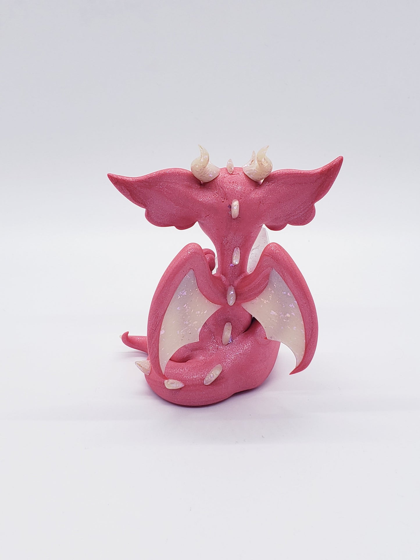 "Kioo"  pink dragon sculpture with quartz