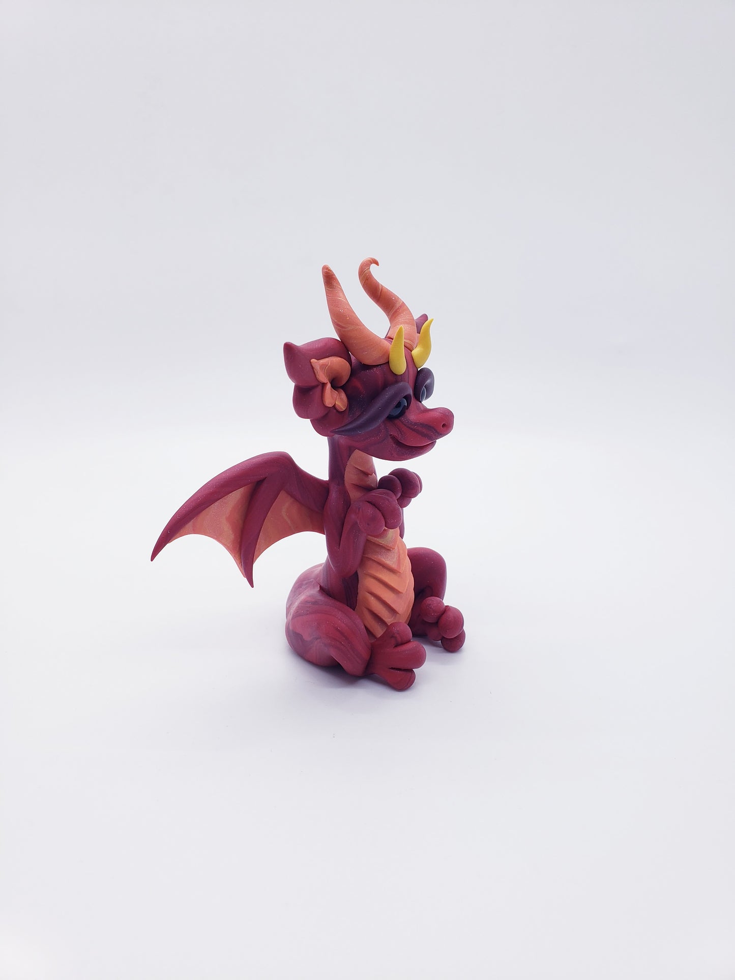 "Piros" red marble dragon baby