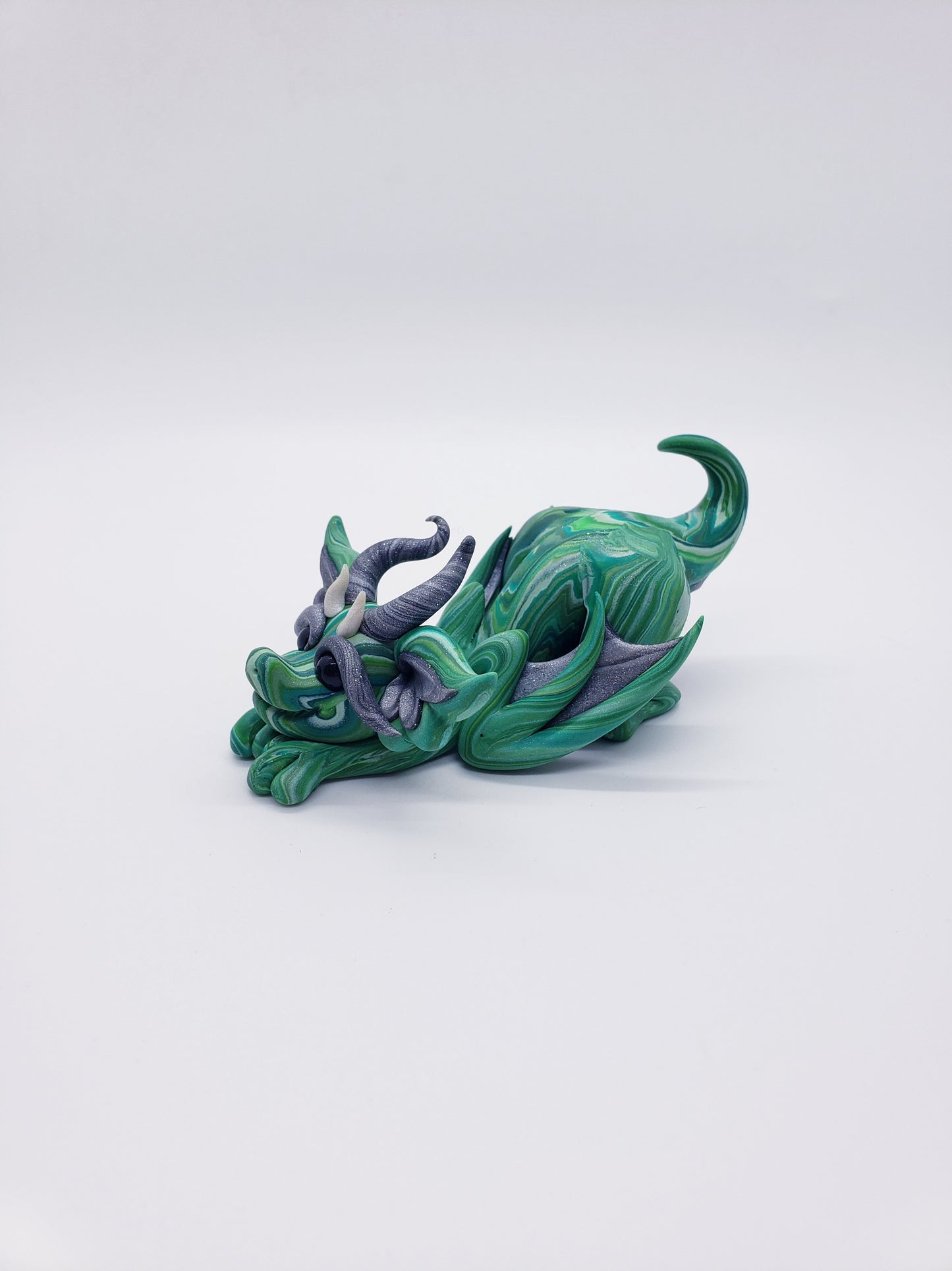 "Wyrdd" green marble dragon baby