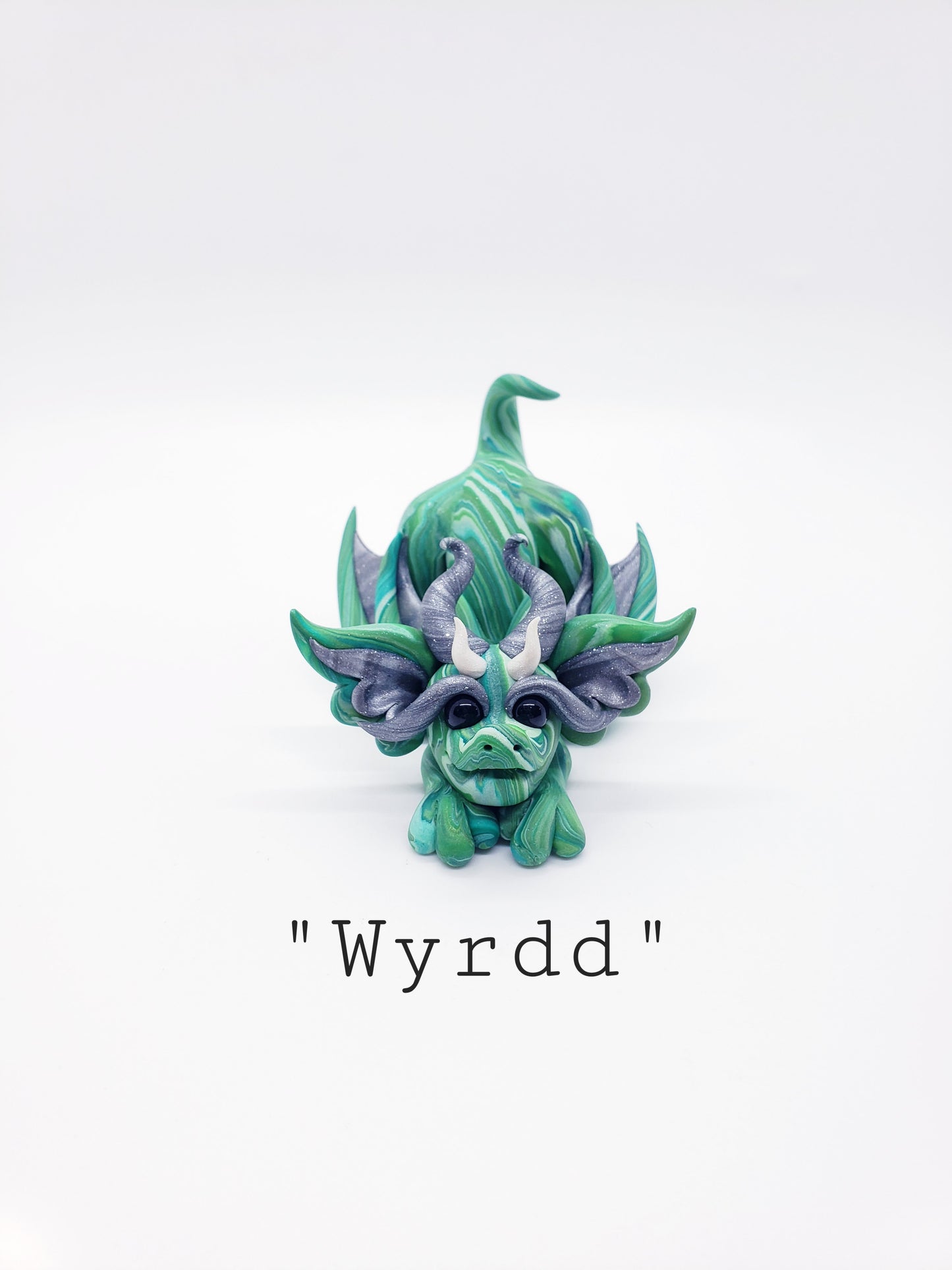 "Wyrdd" green marble dragon baby