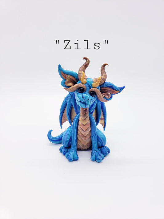 "Zils" blue marble dragon baby