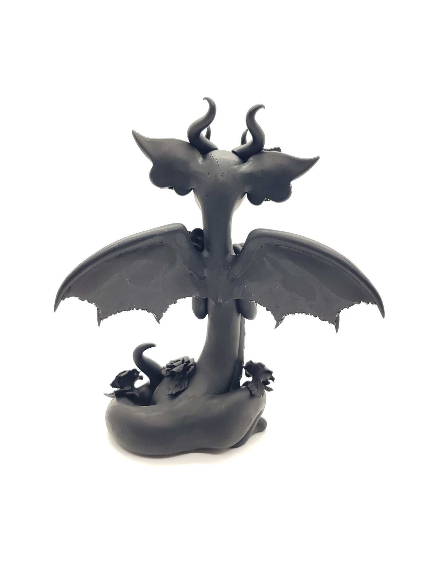 "Drusilla" black rose dragon sculpture