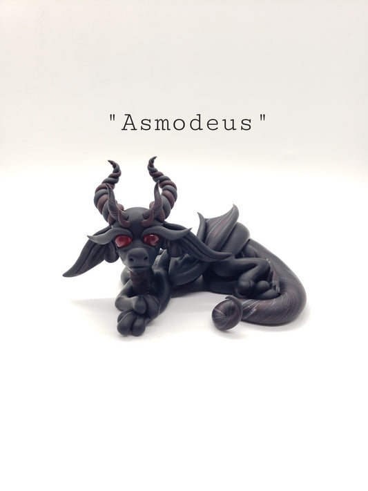 "Asmodeus" black and red dragon sculpture