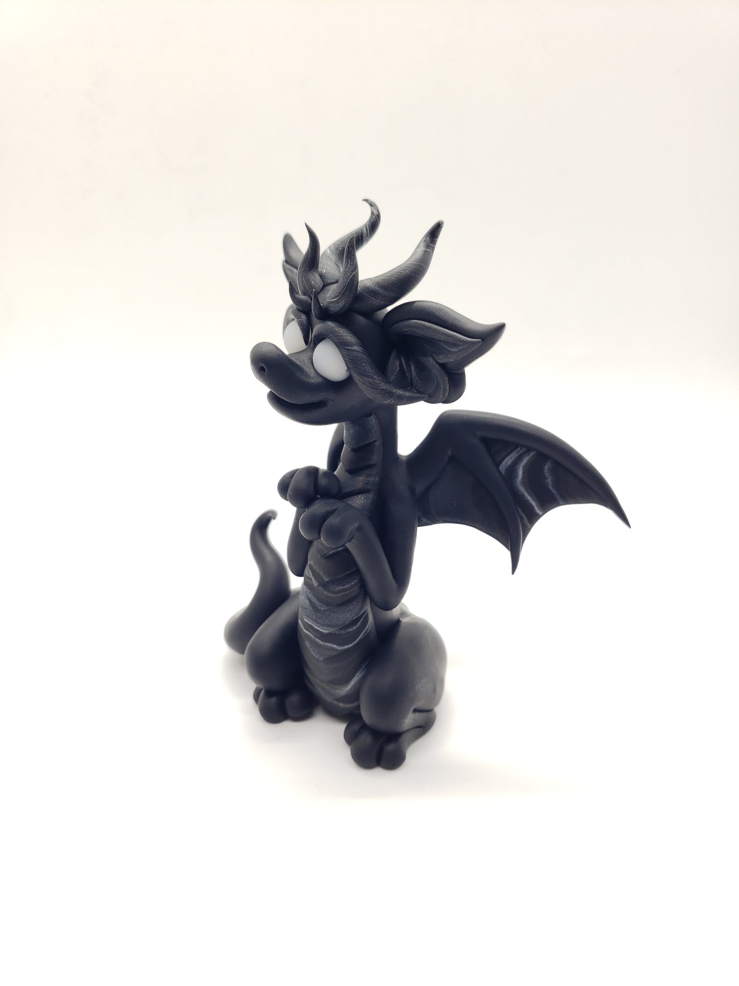 "Wednesday" black and white dragon sculpture