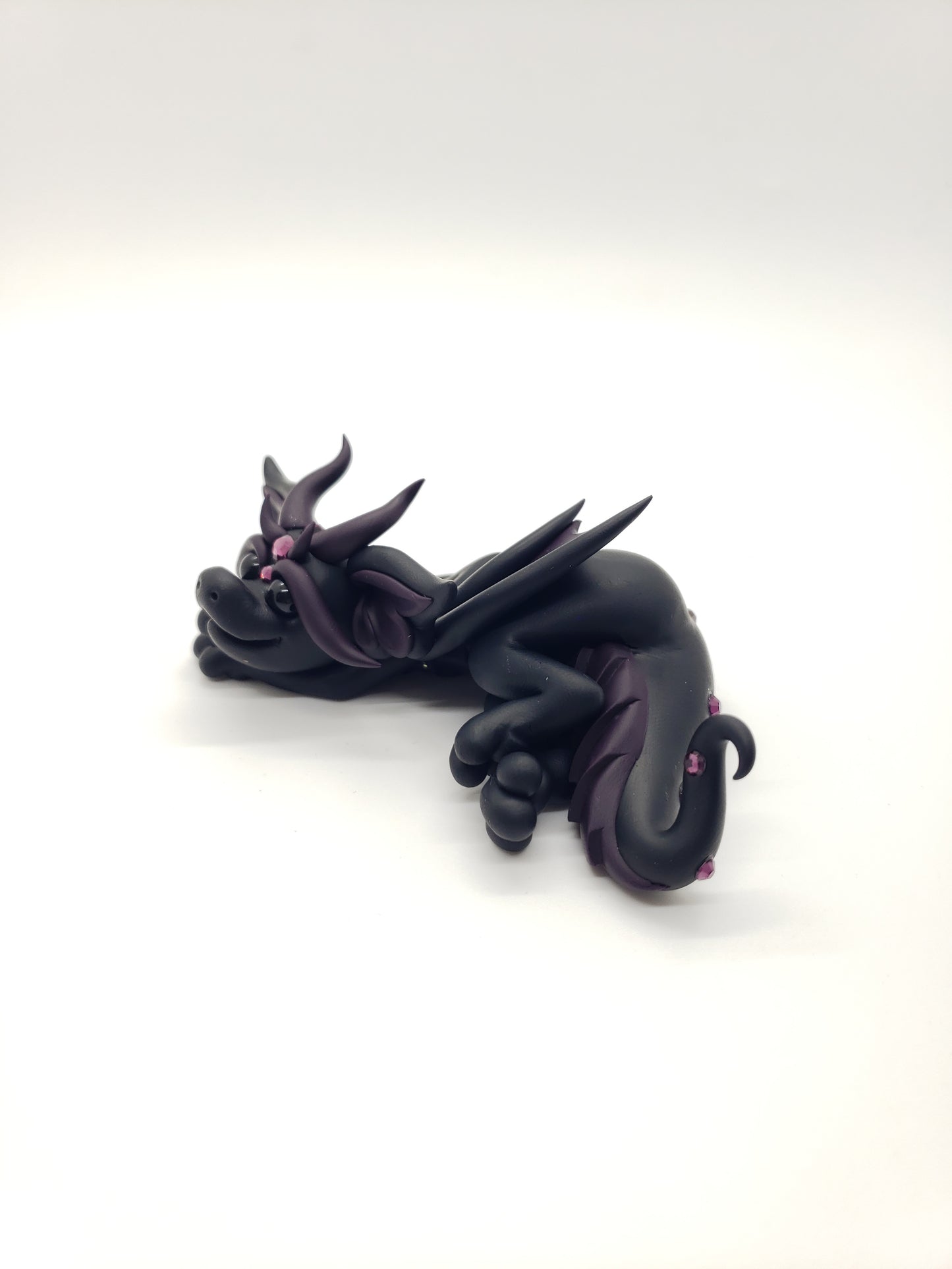 "Zephyr" black and purple dragon baby sculpture