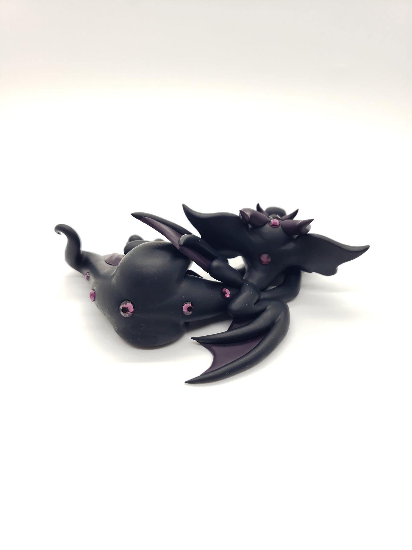 "Zephyr" black and purple dragon baby sculpture