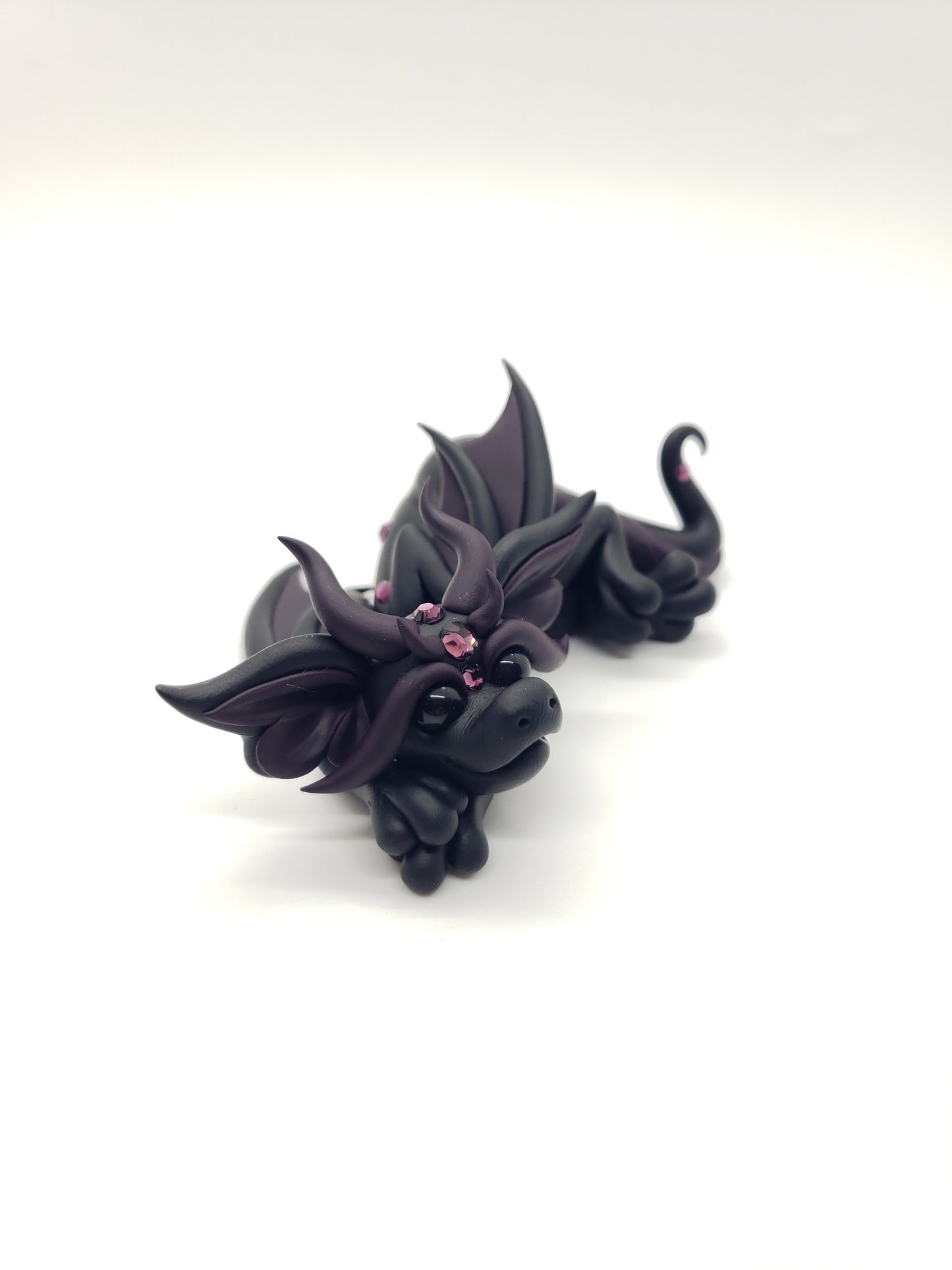 "Zephyr" black and purple dragon baby sculpture