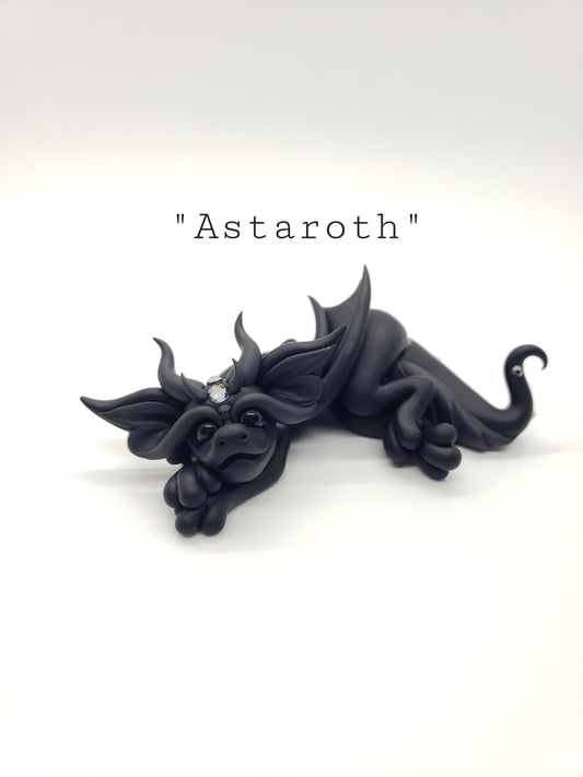 "Astaroth" black and gray dragon baby sculpture