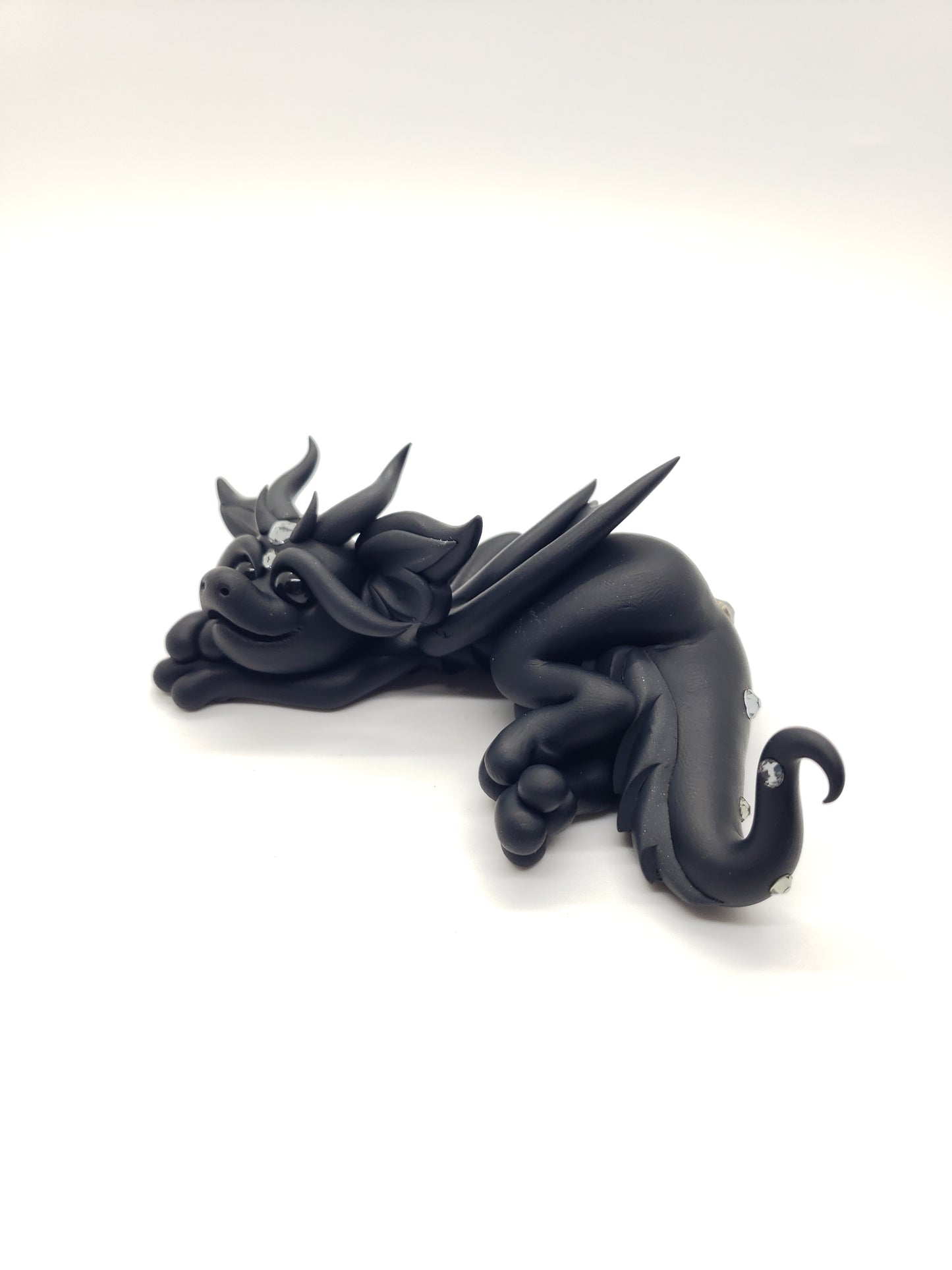 "Astaroth" black and gray dragon baby sculpture