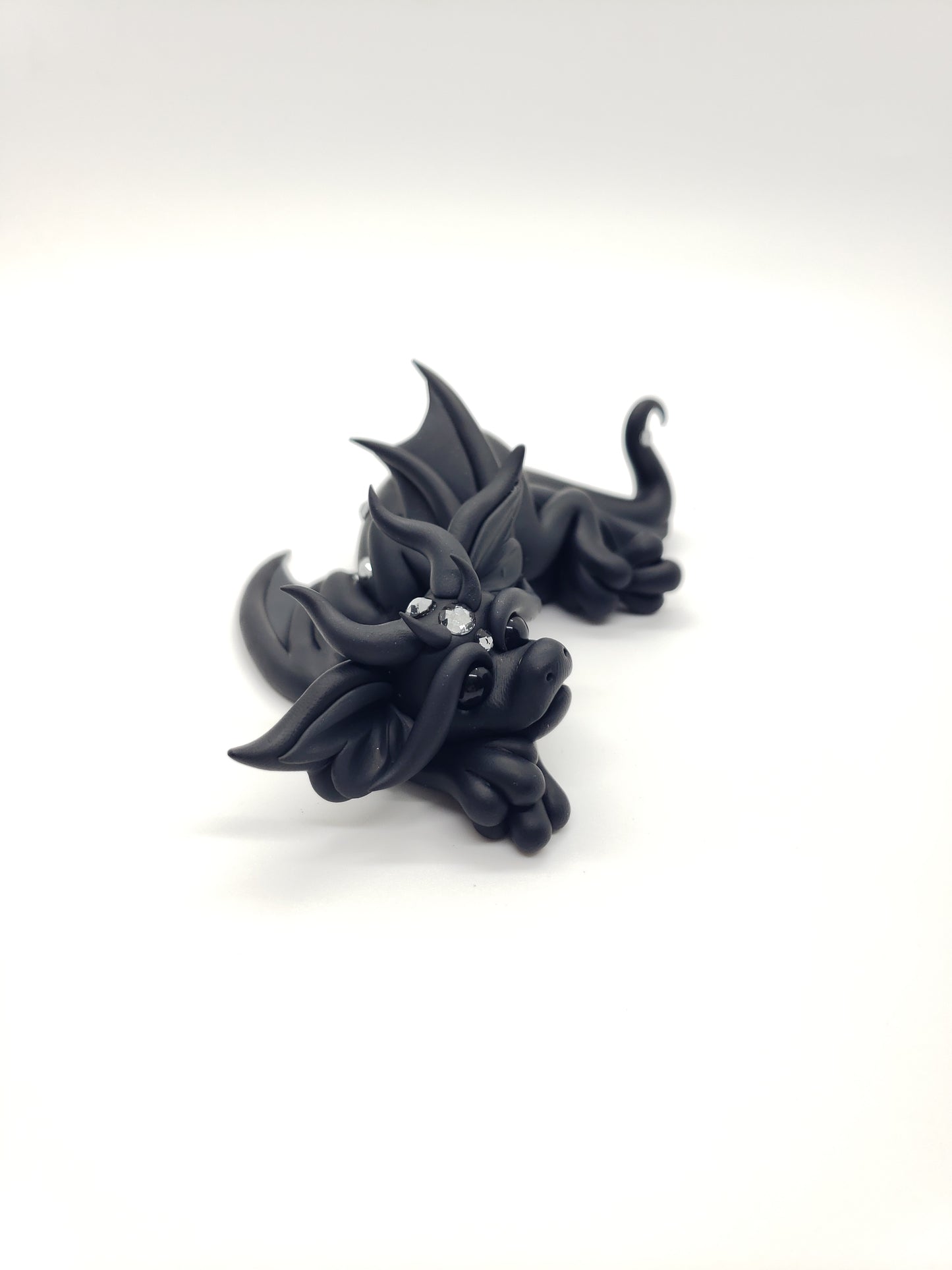 "Astaroth" black and gray dragon baby sculpture