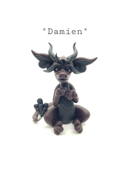 "Damien" red and black dragon baby sculpture