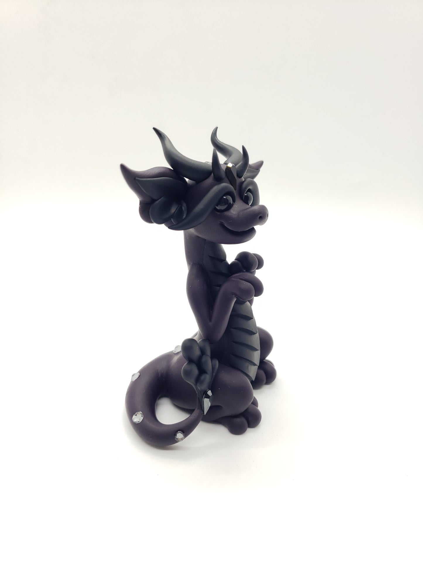 "Lilith" purple and black dragon baby sculpture