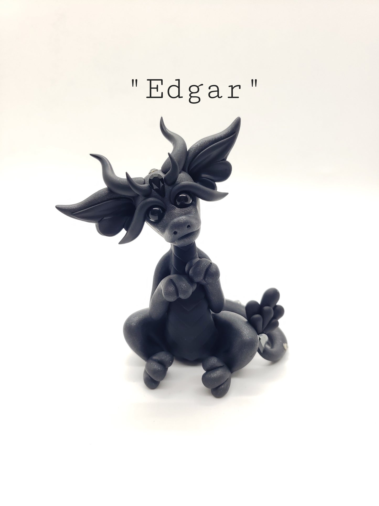 "Edgar" gray and black dragon baby sculpture