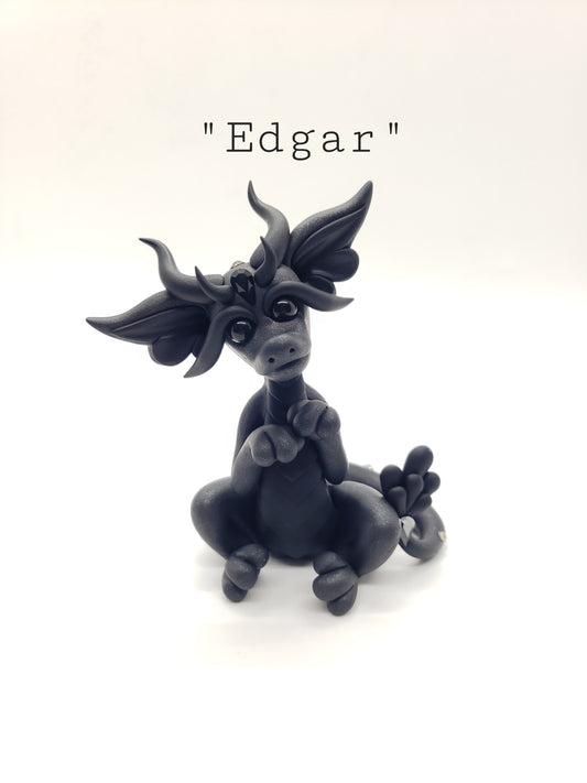 "Edgar" gray and black dragon baby sculpture