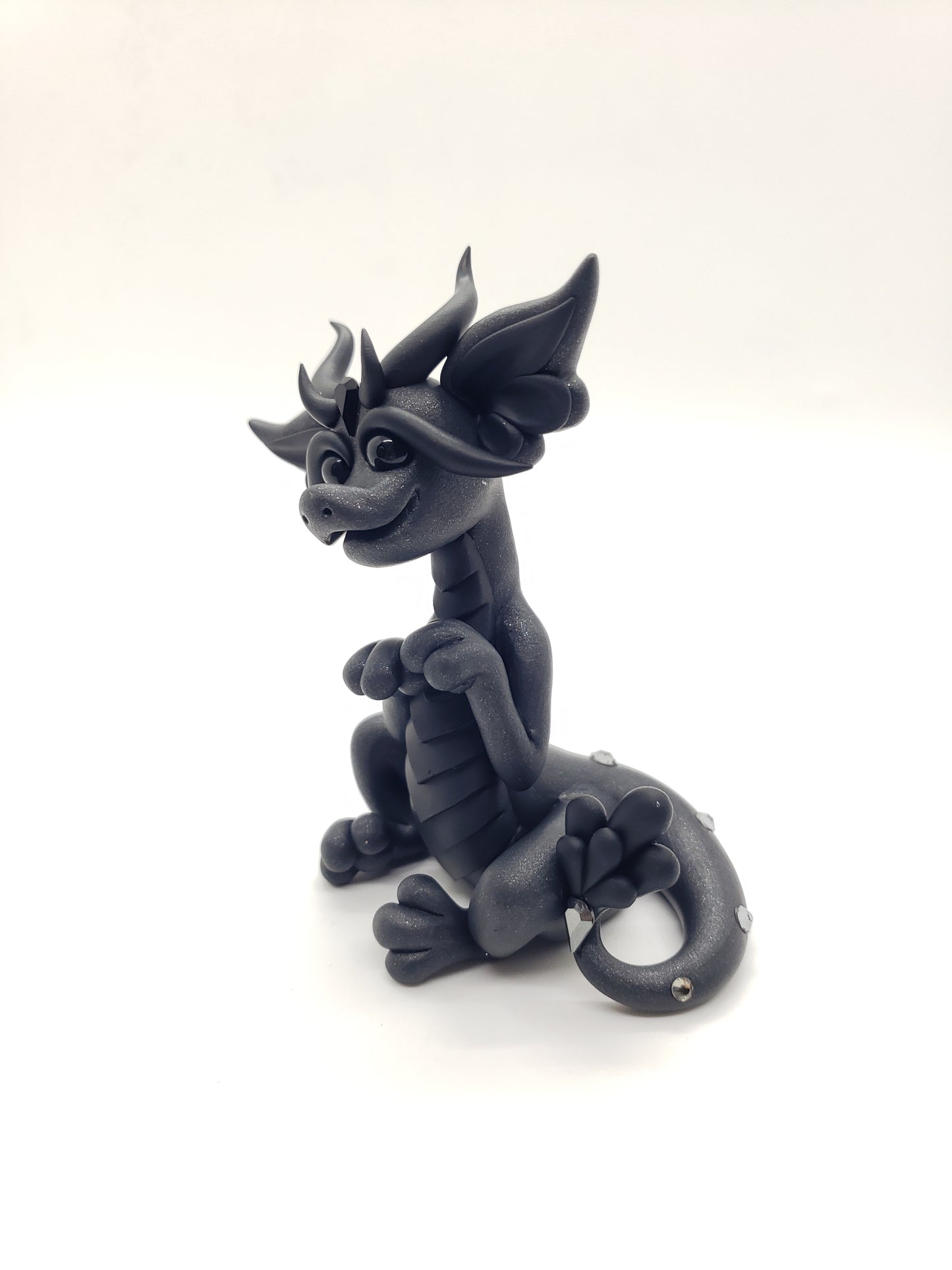 "Edgar" gray and black dragon baby sculpture