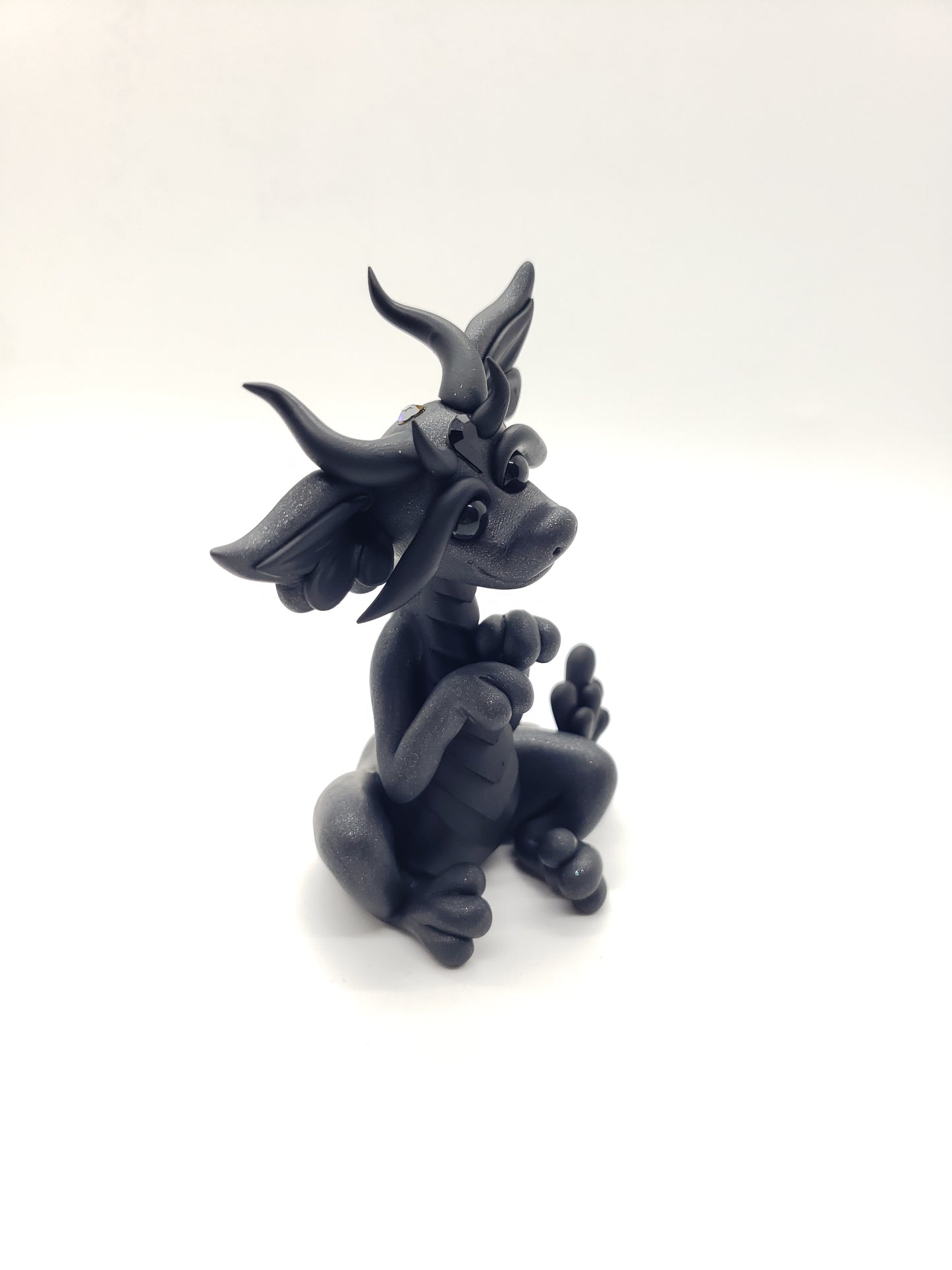 "Edgar" gray and black dragon baby sculpture