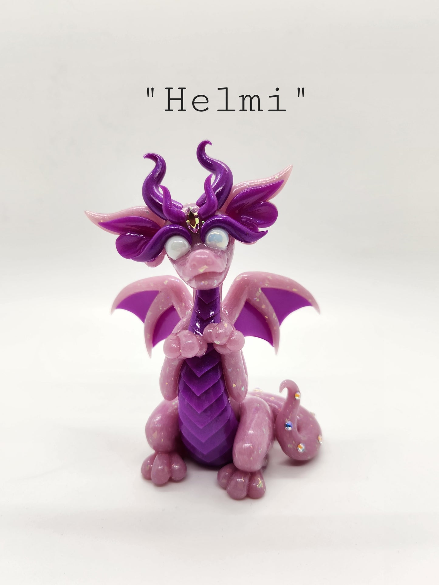 "Helmi" pink and purple dragon sculpture