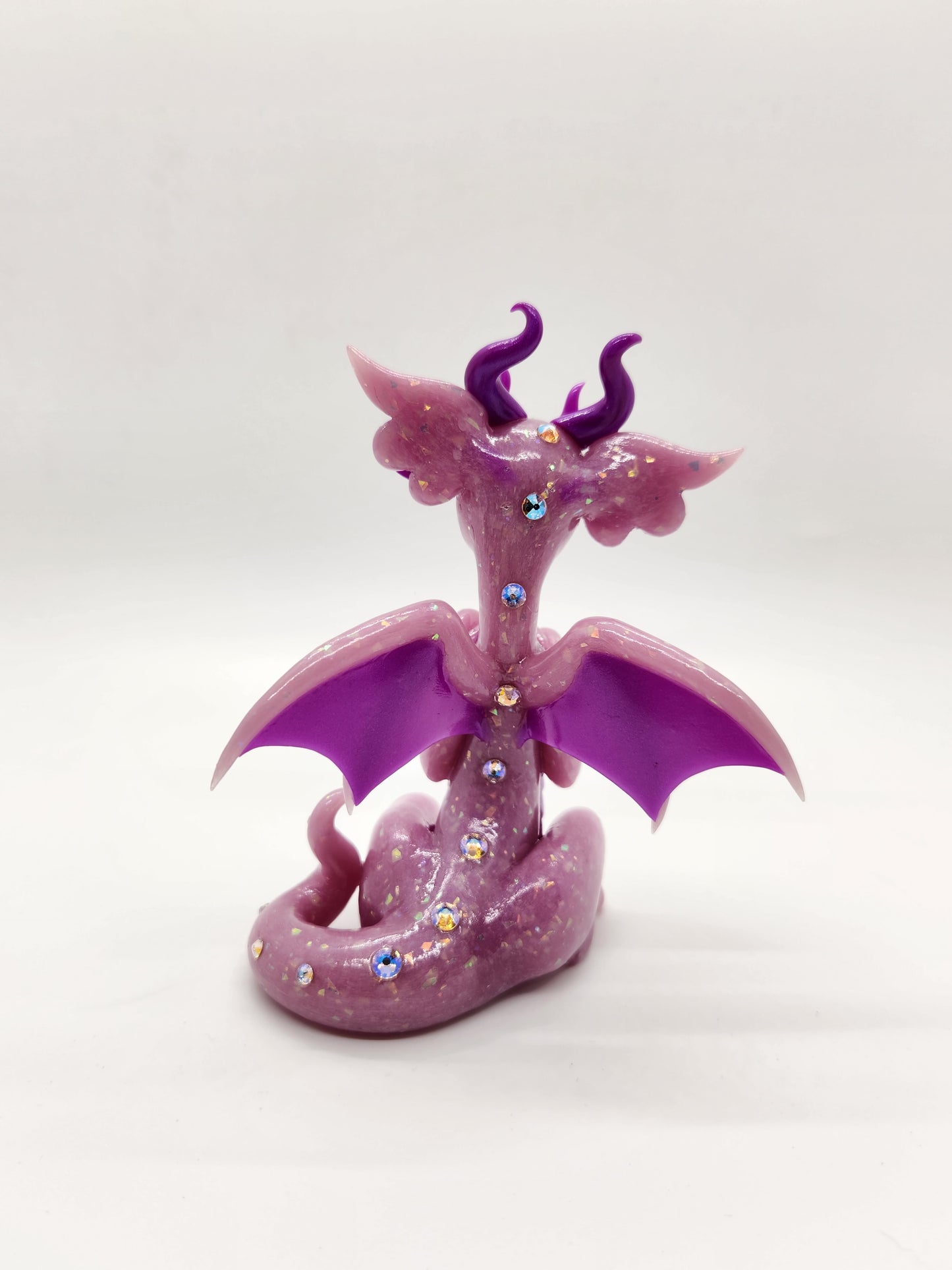 "Helmi" pink and purple dragon sculpture