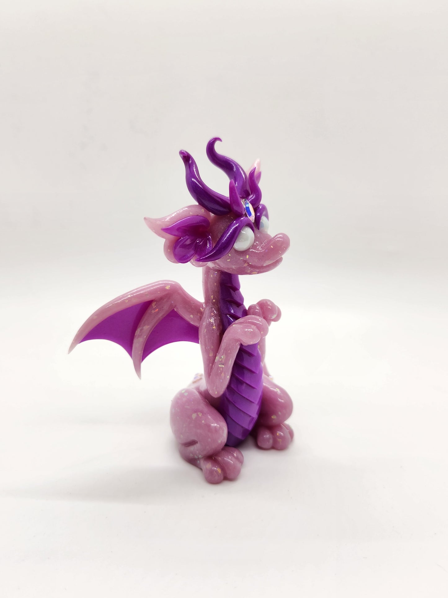 "Helmi" pink and purple dragon sculpture