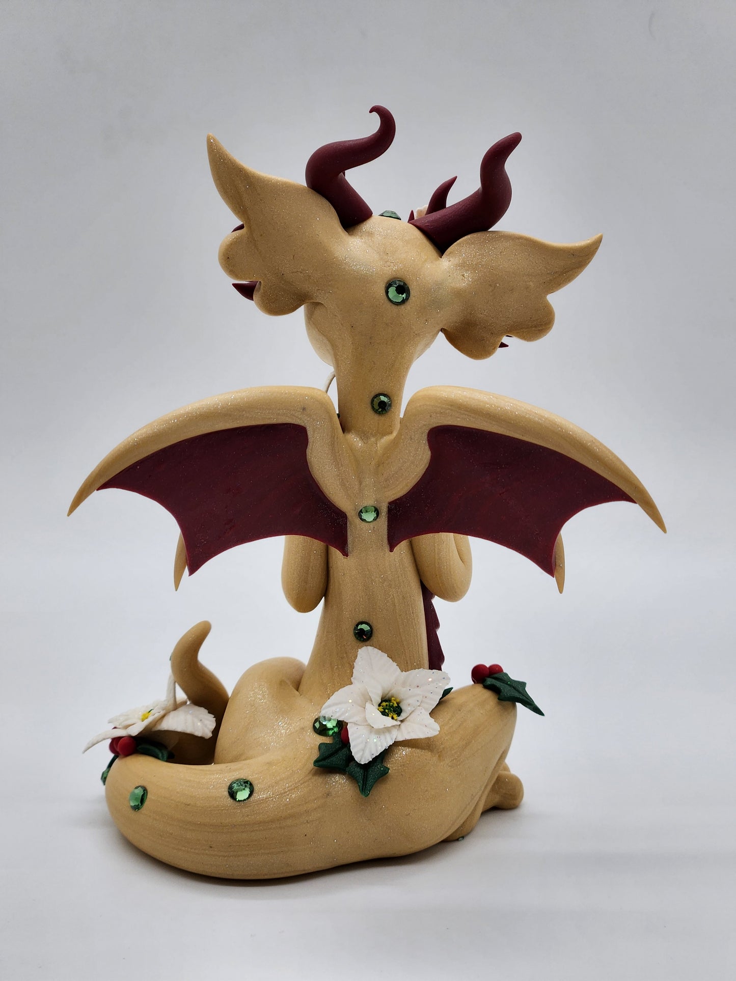 "Noelle" gold christmas yule dragon sculpture