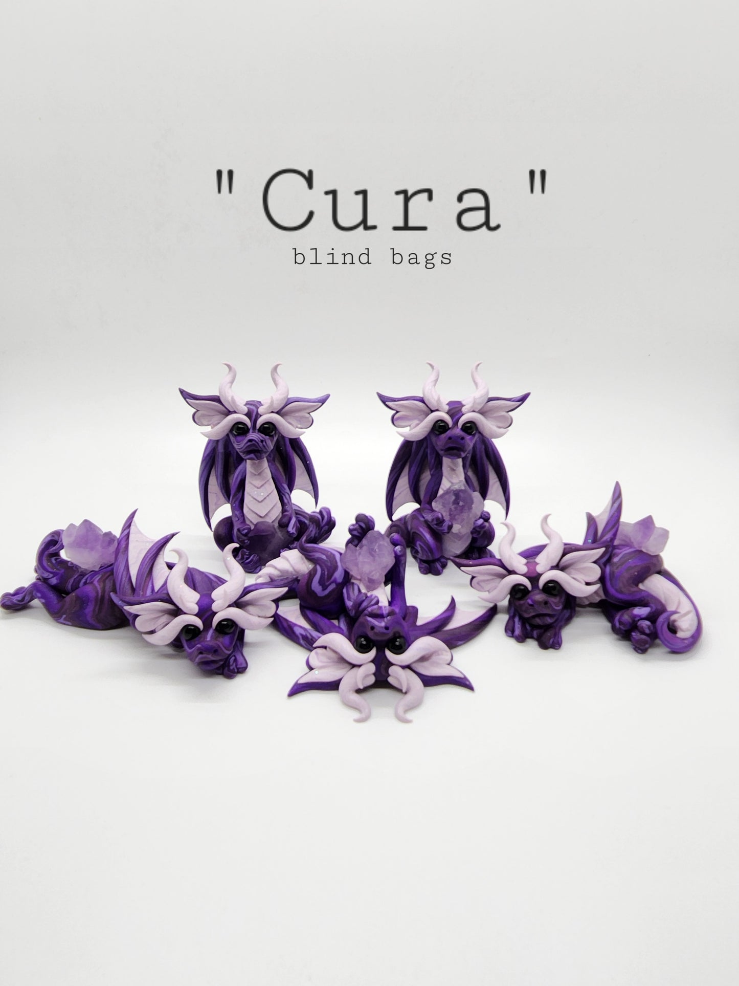 "Cura" purple dragon sculpture amethyst blind bag