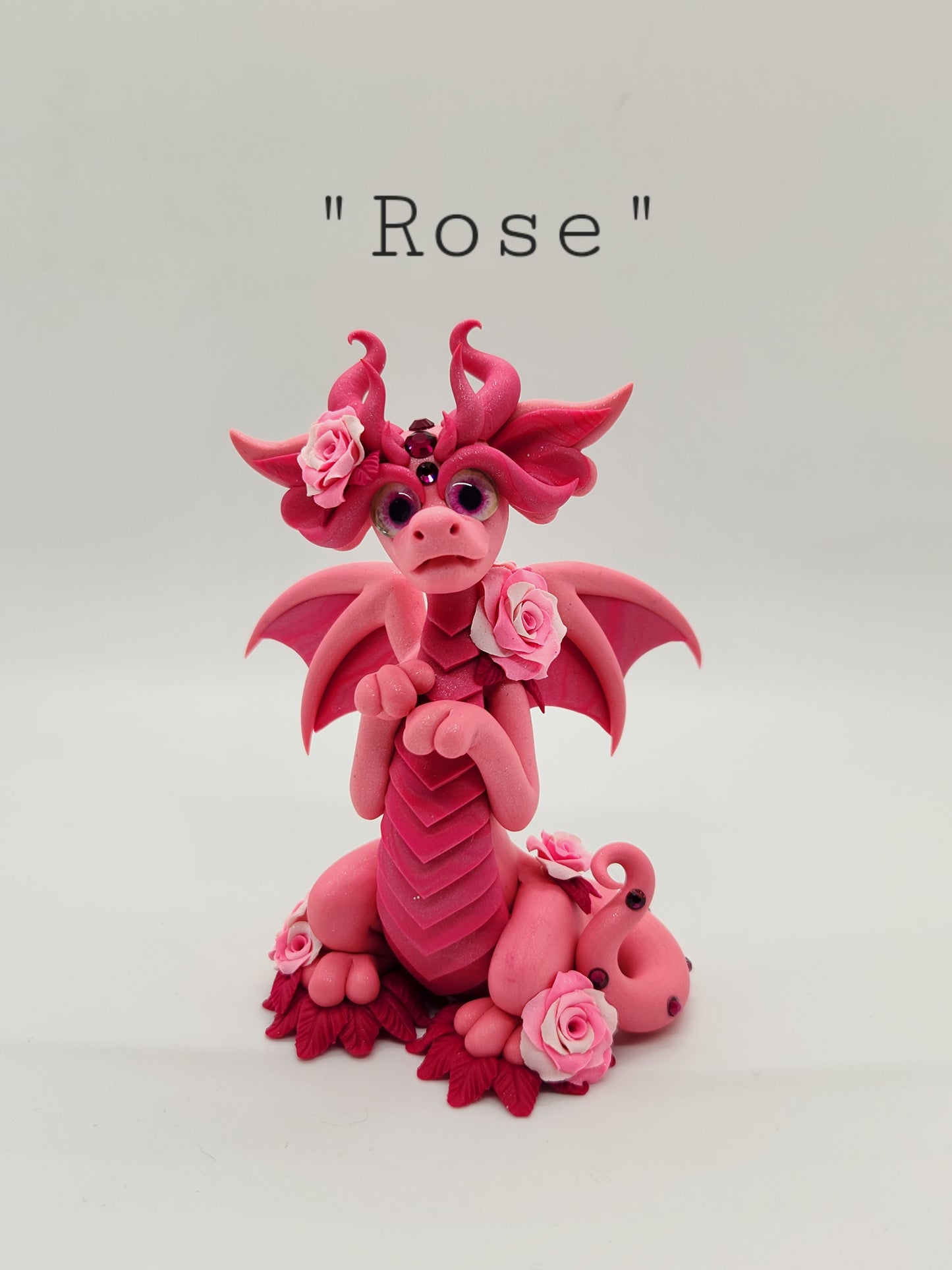 "Rose" pink rose dragon sculpture