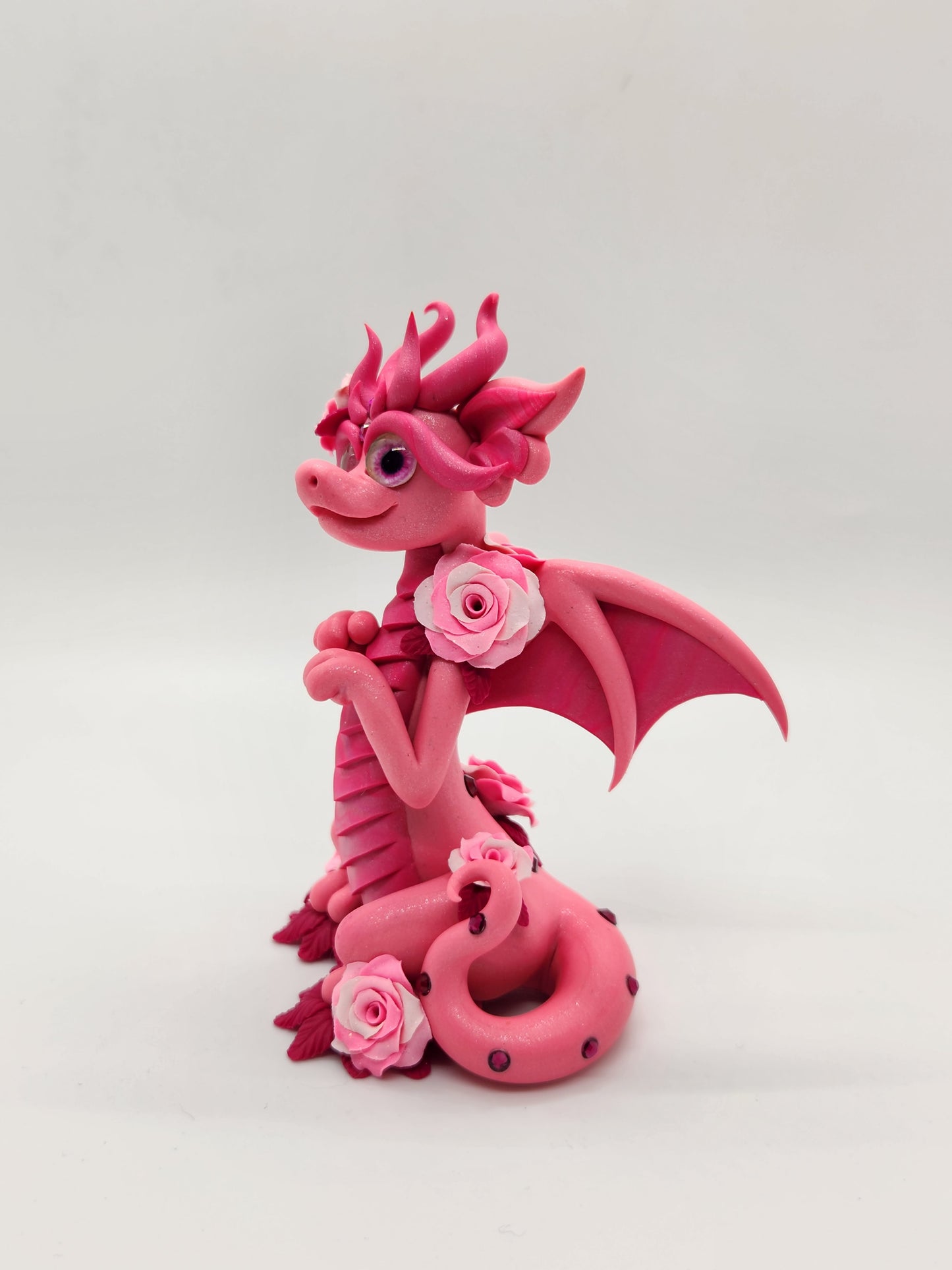 "Rose" pink rose dragon sculpture