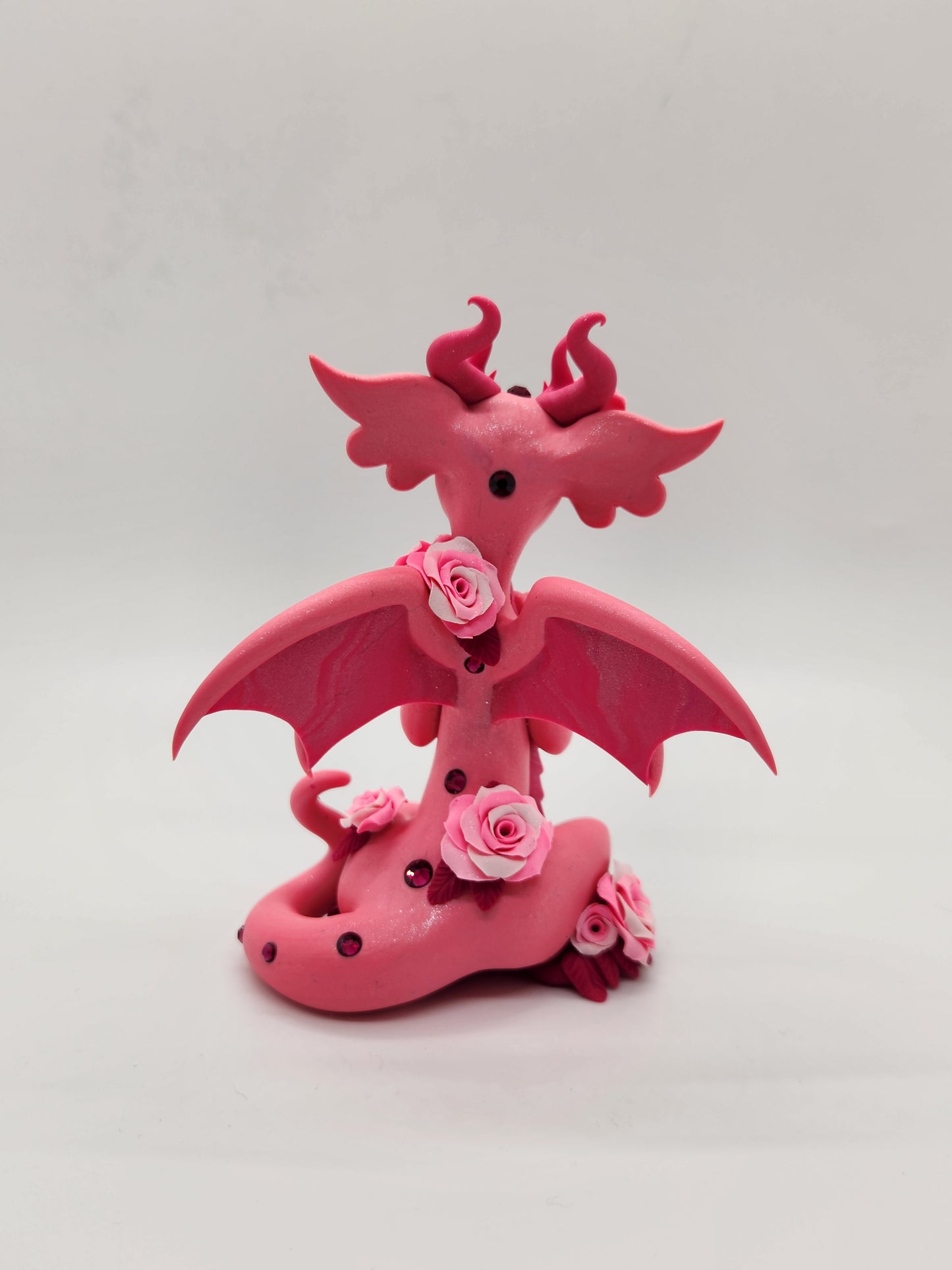 "Rose" pink rose dragon sculpture