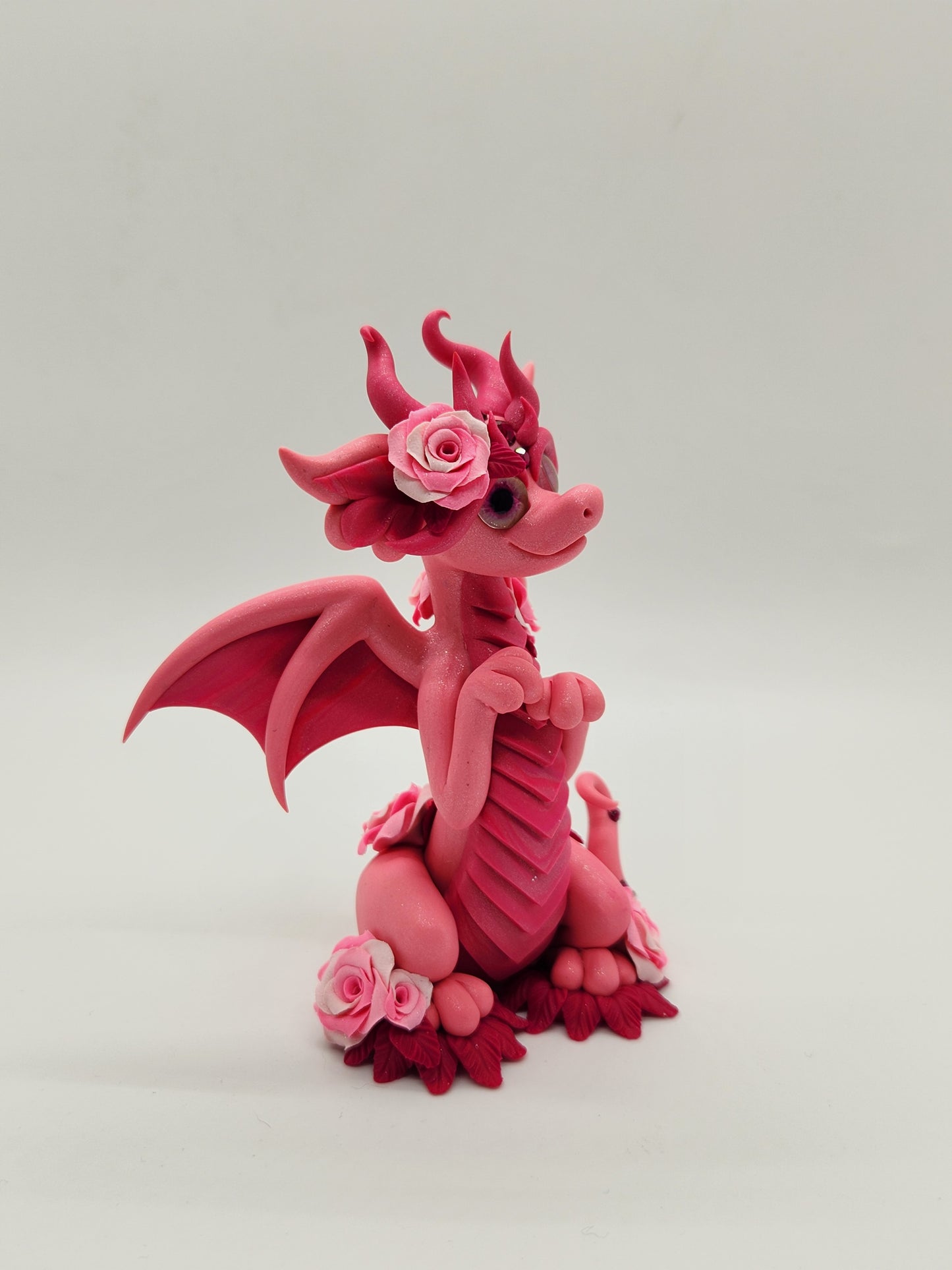 "Rose" pink rose dragon sculpture