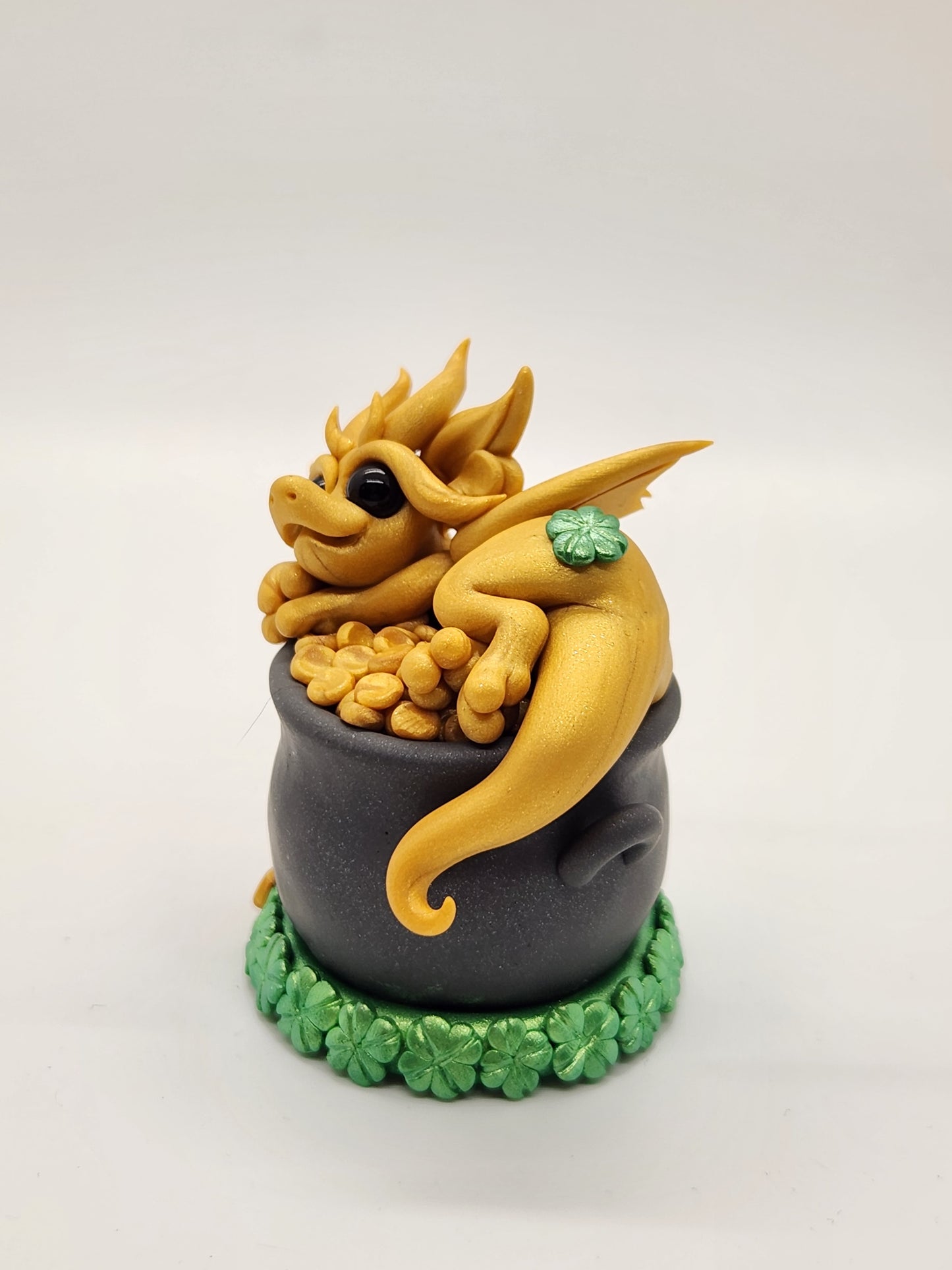 "Óir" pot of gold dragon sculpture