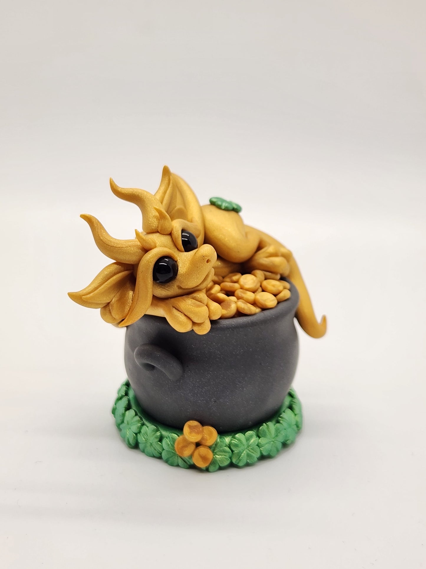 "Óir" pot of gold dragon sculpture