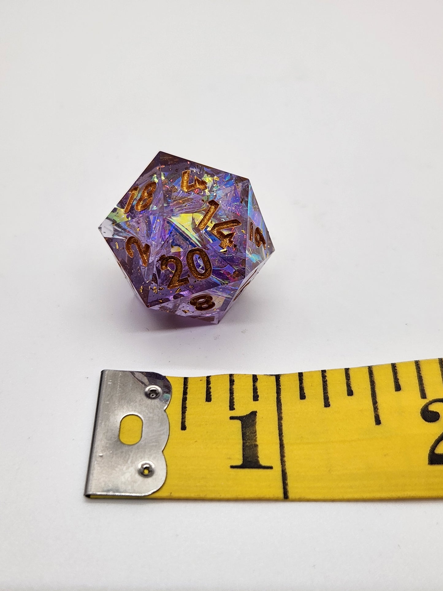 "Ríoga" purple and blue d20 dragon sculpture