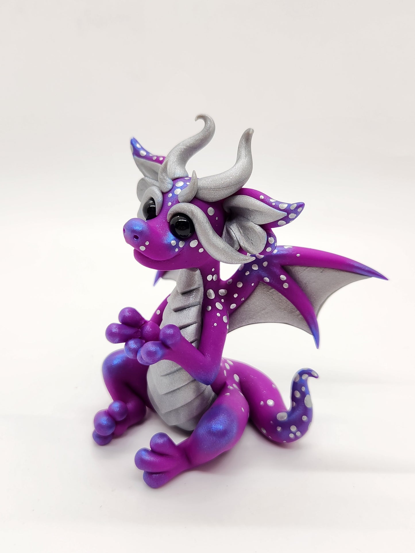 "Mali" purple mini dice set dragon sculpture